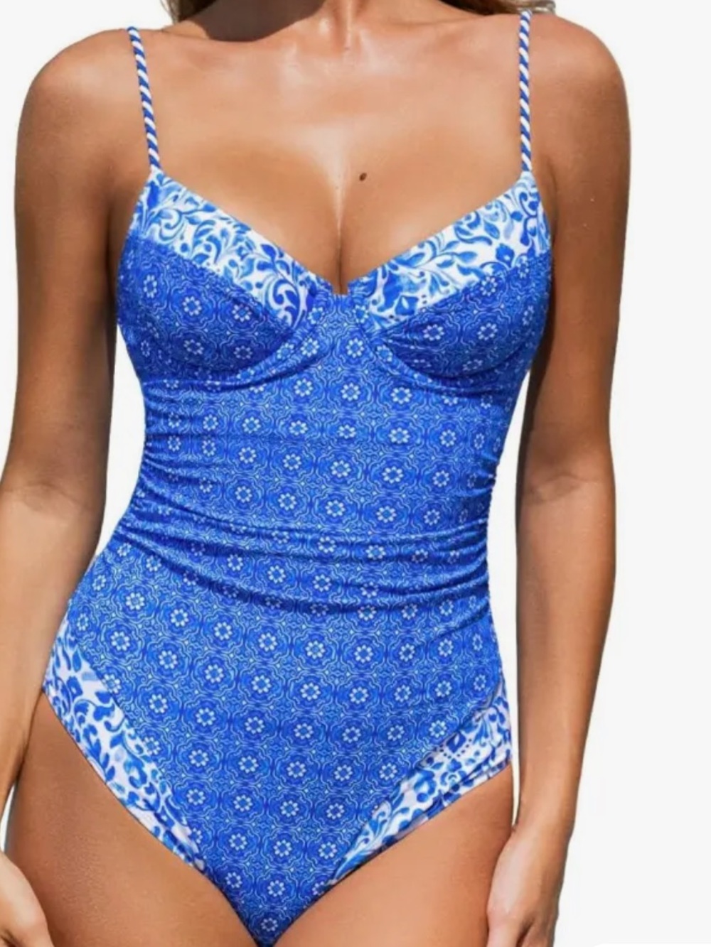 Cupshe Blue Patterned One-Piece Swimsuit